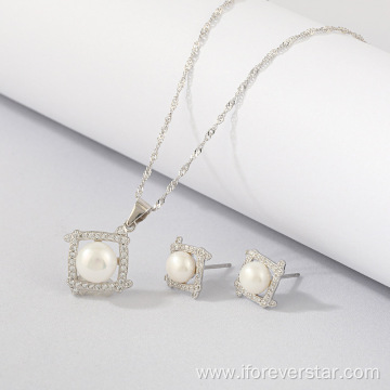 Necklace Ring Earring 2-piece Girls Wedding Jewelry Set